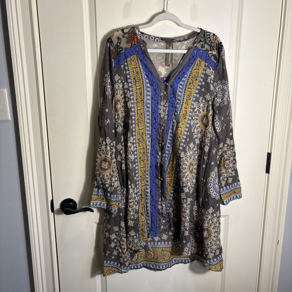 Aratta Silent Journey Tunic Top Duster Large Art To Wear Boho Fairycore Whimsy